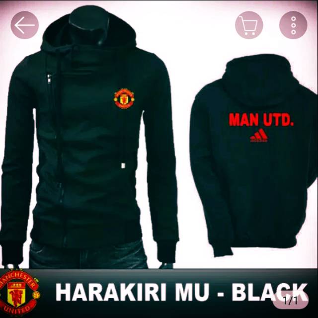 Jaket/sweater hoodie harakiri klub liga inggris MU (manchester united) warna hitam