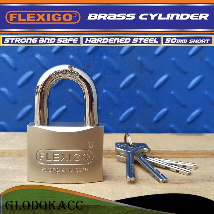 Gembok Anti Maling 50 mm Pendek Flexigo Silinder Kuningan Anti Kimia