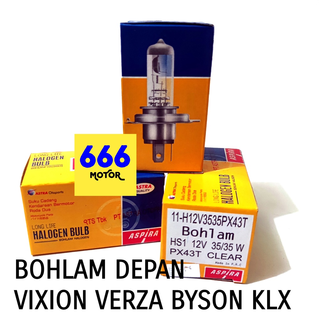 BOHLAM DEPAN LAMPU DEPAN VIXION BYSON ASPIRA TIPE HS1 HALOGEN 35W