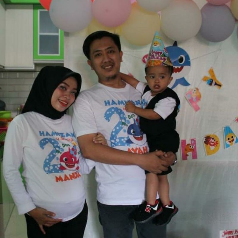 kaos baby shark custom ulang tahun anak