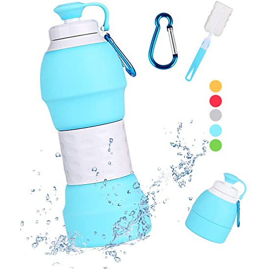 NEWPROMO Portable Collapsible Water Bottle 580ml Lightweight Silicon/Botol Minum Lipat Spiral