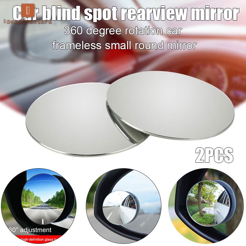 2 PCS Universal   Blind Spot ROUND Mirror Car Round Convex Rear View Mirror 360 Degree Adjustable / CERMIN TAMBAHAN SPION MOBIL / CERMIN SPION MOBIL