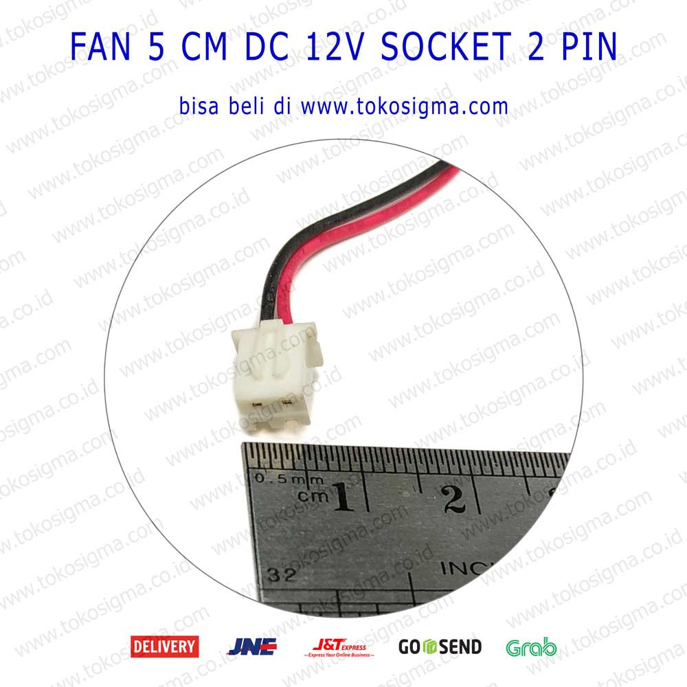 FAN VGA 5cm DC 12V Socket 2 PIN - KIPAS VGA 5 CM SOCKET DC 12 VOLT