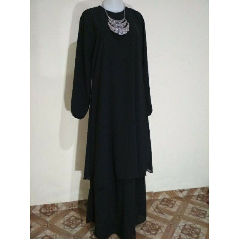 gamis malaysia / ceruti / hitam LD 105