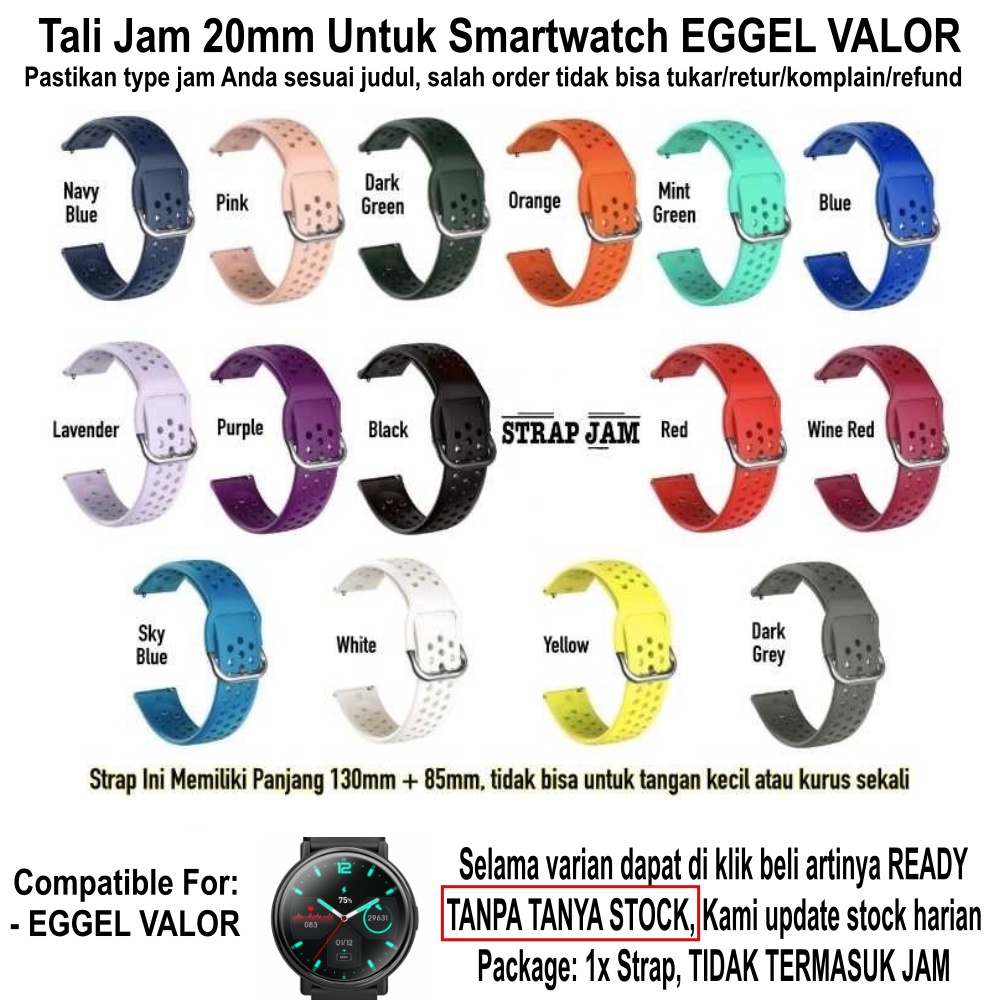 R33 Tali Jam Eggel Valor - Strap 20mm Silikon Sporty Untuk Olahraga