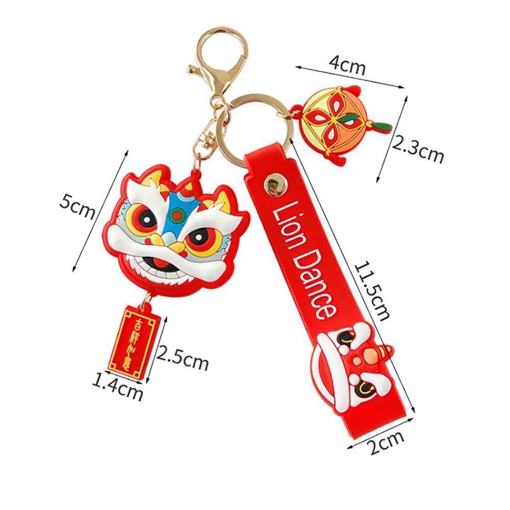 NEEDWAY Lion Dance Gantungan Kunci Pasangan Lucu Kunci Mobil Tergantung Ransel Liontin Kunci Gesper Alloy Key Lanyard