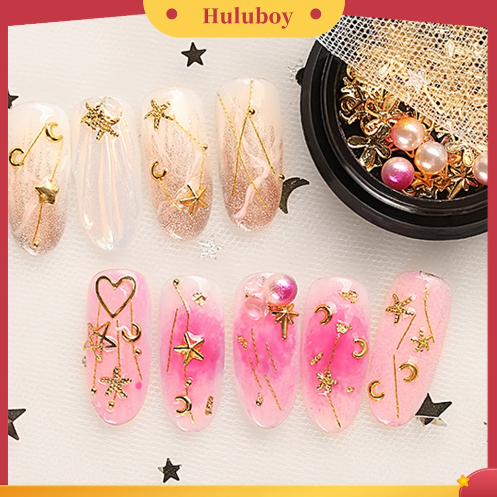 Huluboy Huluboy♡ Ornamen Stiker Kuku Manik-Manik Bubble Warna-Warni Bahan Metal Untuk Wanita