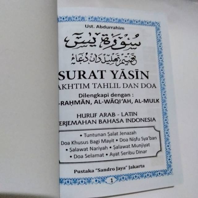 Surat Yasin Takhtim Tahlil Dan Doa Hvs Pustaka Sandro Jaya Shopee Indonesia