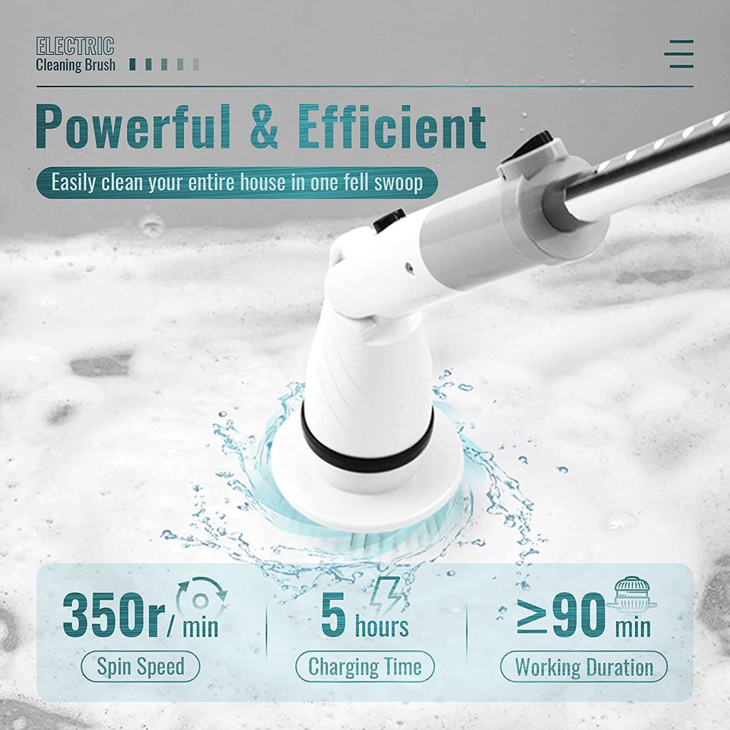 JesopB Handheld Electric Spin Scrubber Sikat WC Elektrik Toilet Scrubber Sikat Kamar Mandi Otomatis Sikat Lantai Rechargeable Cleaning Brush With 4 Brushes