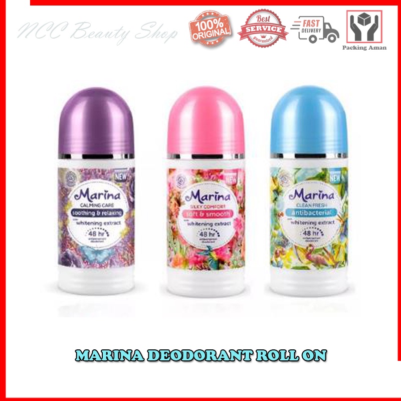 * NCC * Marina Deodorant Roll On Antiperspirant Menghilangkan Bau Ketek Dengan Whitening Extract