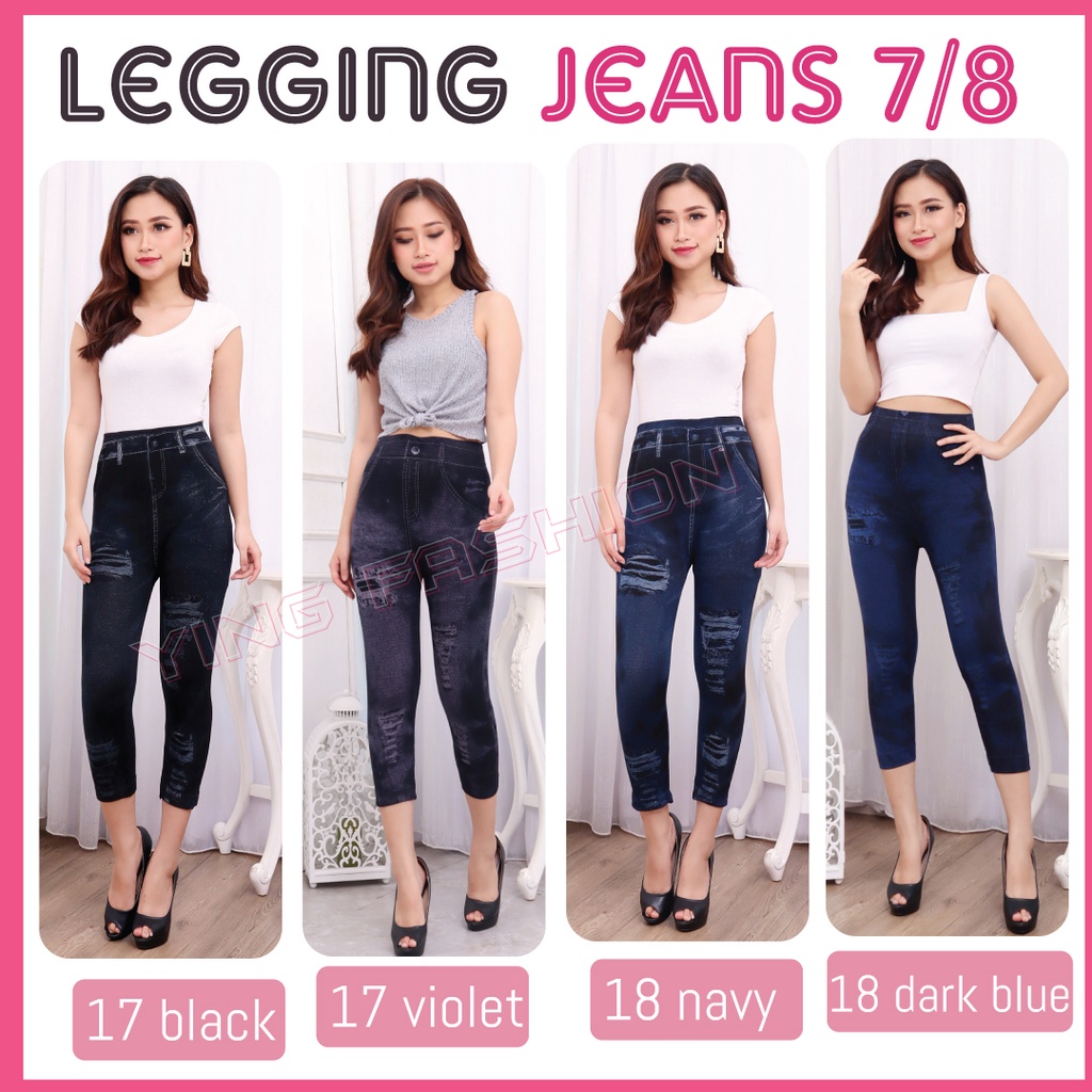 [Grosir Minim 6 pcs ] Legging Jeans PENDEK Import / legging jeans fashion / jeans denim pendek / jeans wanita / legging jeans import