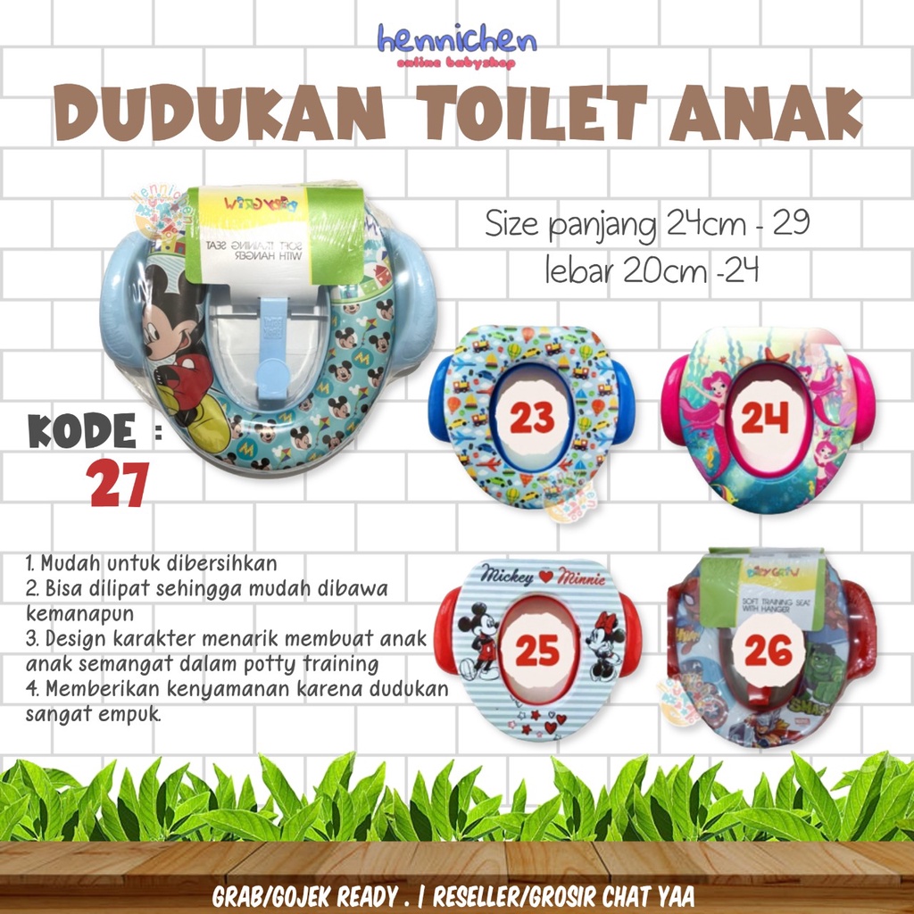 BANYAK MOTIF READY GOJEK / GRAB SNI Dudukan Toilet Anak Potty Seat Training Ring Closet With / No Handle / Travel Seat