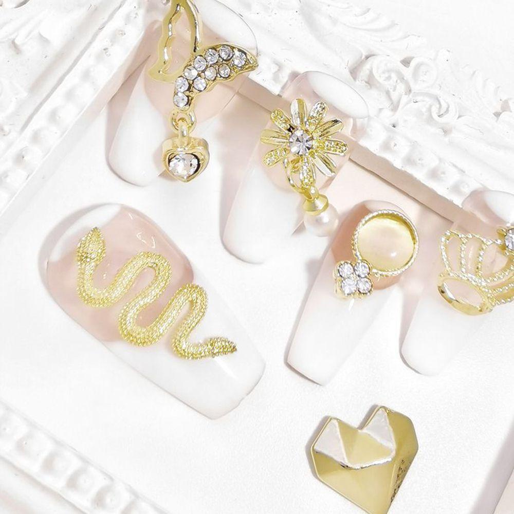 Mxbeauty 10pcs / Set Hiasan Kuku 3D Motif Kulit Ular Aksen Glitter Untuk Aksesoris Nail Art / Manicure DIY