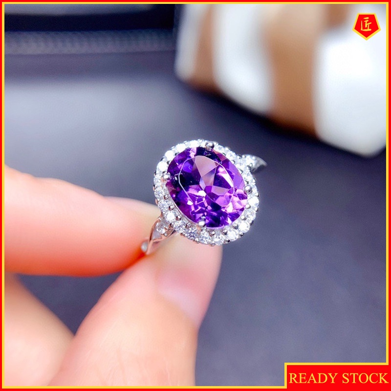 [Ready Stock]Elegant Simple Natural Amethyst Ring