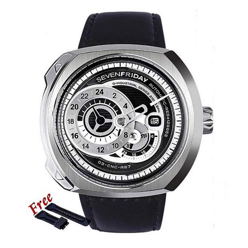 Jam Tangan Pria SEVENFRIDAY Q1/01 Automatic Black Leather Strap