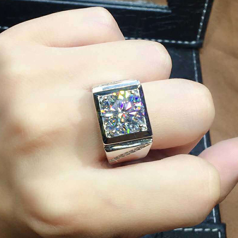 Cincin Pasangan Kawin Platinum Berlian Kristal Perak Pria Wanita Fashion Perhiasan Couple Rings-Men/Pria