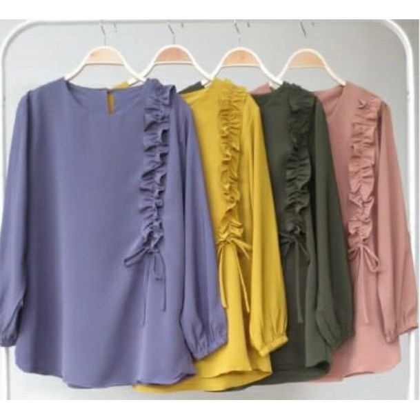 ATASAN DAYANA BLOUSE | ATASAN WANITA TERBARU 2021 | ATASAN KEKINIAN | ATASAN JUMBO LENGAN PANJANG-grey