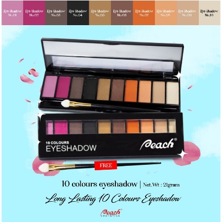 ⭐ BAGUS ⭐ PEACH 10 COLOURS EYESHADOW PALETTE | Eyeshadow By Peach Cosmetics