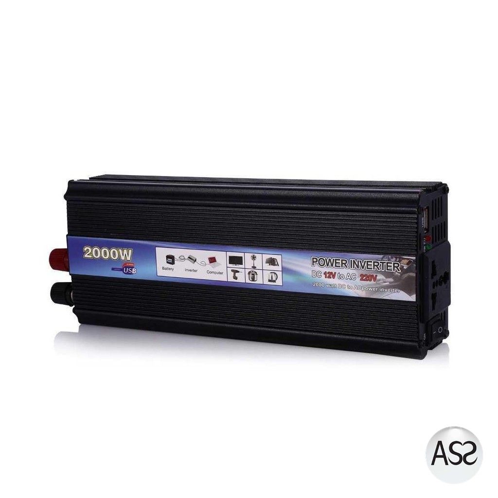 ASS Shop - Taffware Rectangle Car Inverter DC 12Volts to AC 220V 2000Watt - PI