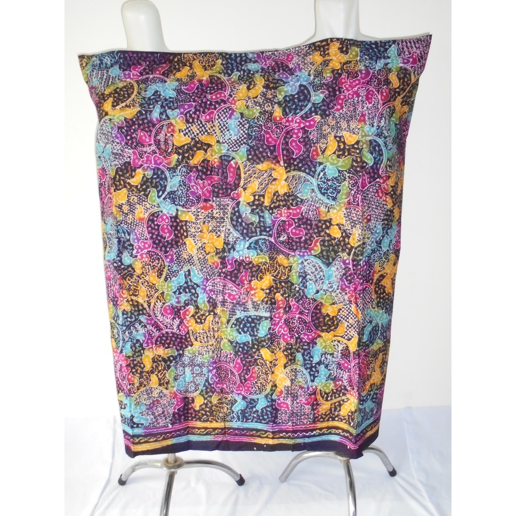 kain batik tulis madura biru dongker motif bunga pelangi b56