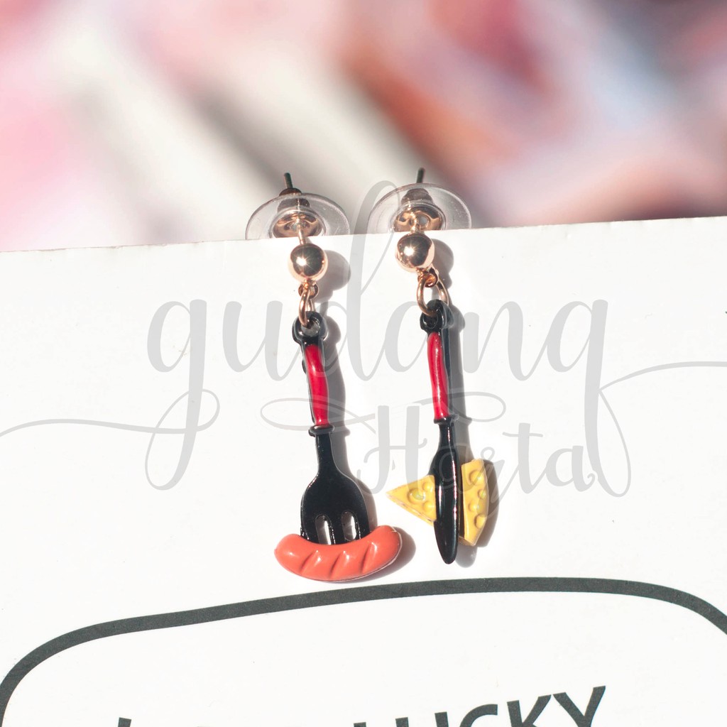 Anting Stud Breakfast Set Sausage and Cheese Lucu Unik GH 203779