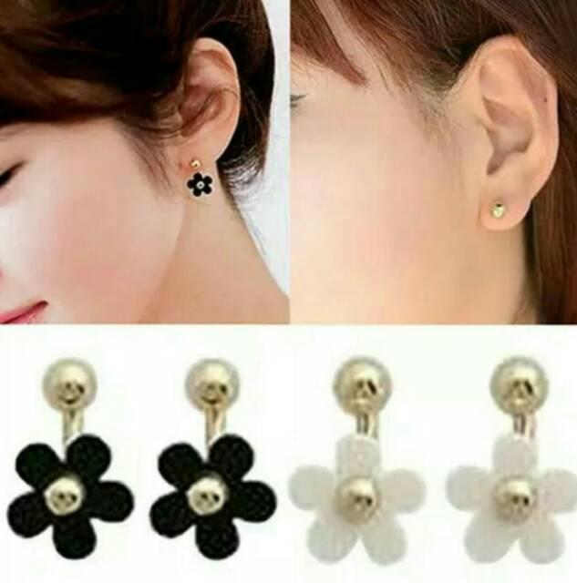 Anting fashion wanita two in one simple dan modis korea style