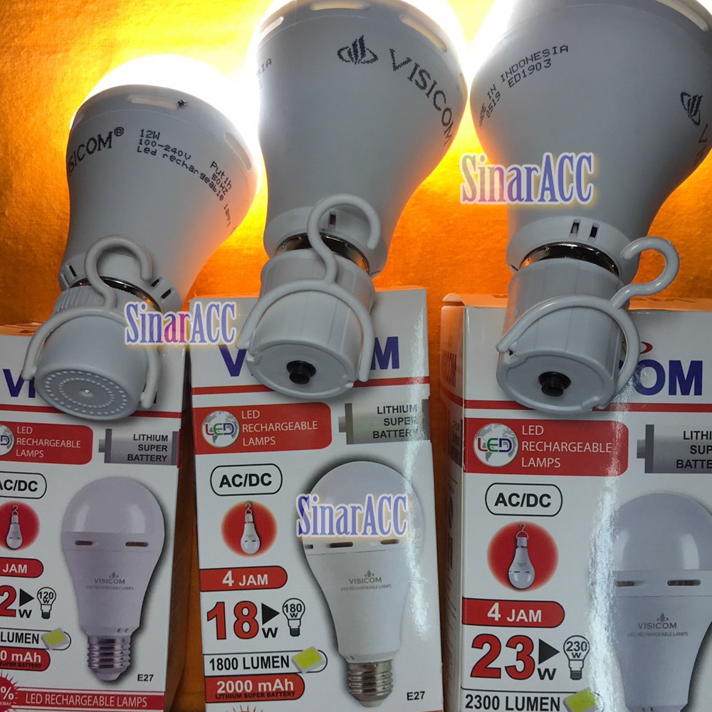 Lampu bulb emergency baterai VISICOM 18w sentuh nyala lampu magic