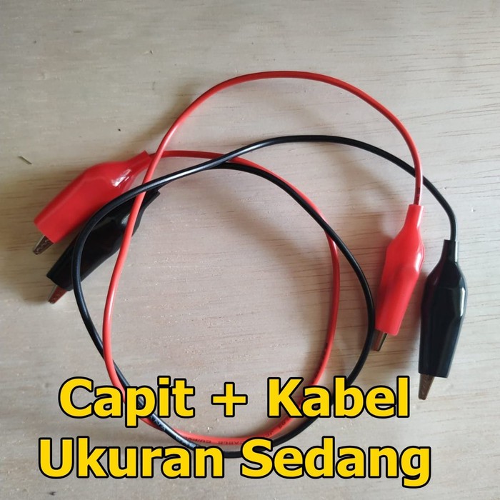 Kabel plus Capit buaya aki Sedang panjang 50cm Sepasang Merah Hitam