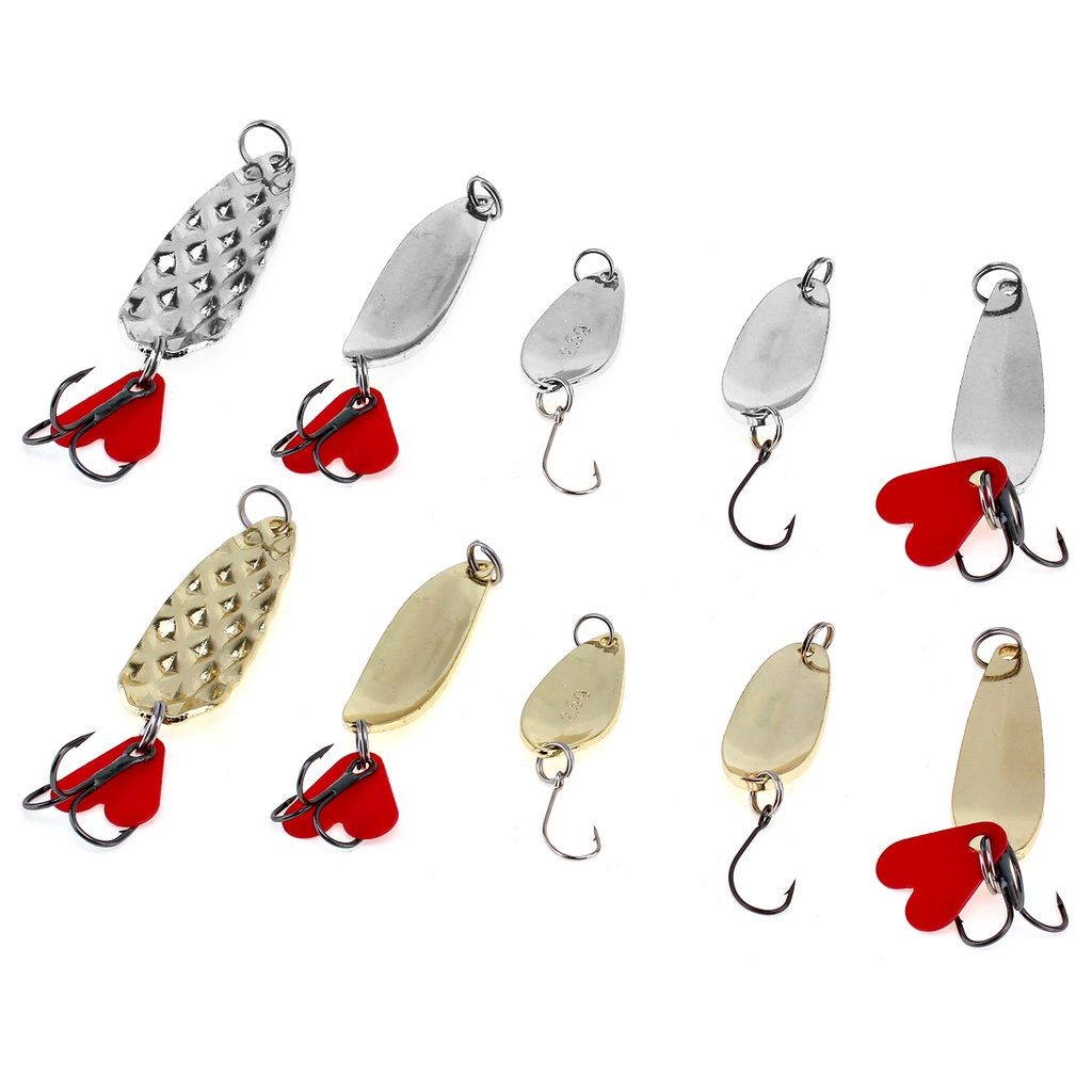 10pcs Sendok Pancing Metal Lures Kit Dengan Hook Tackle Box, Sendok Keras Memancing Umpan, Metal Fishing Lure, Metal Fishing Sequin Lures Baits Untuk Trout, Panfish, Bass