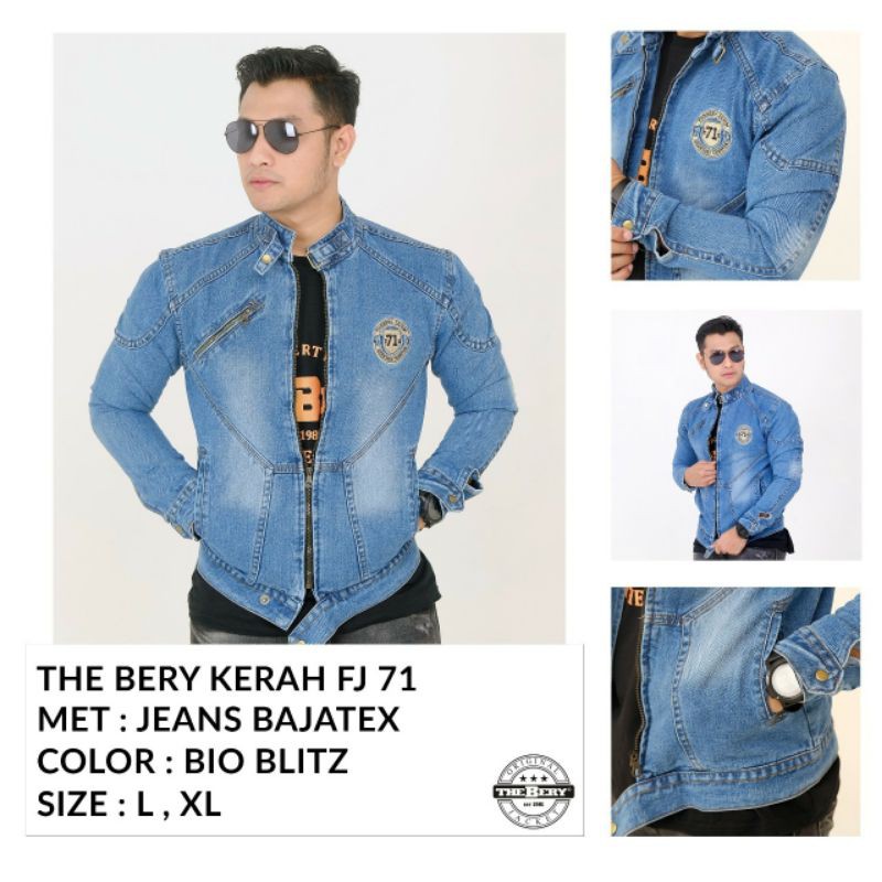 jaket jeans pria zipper 71 style premium