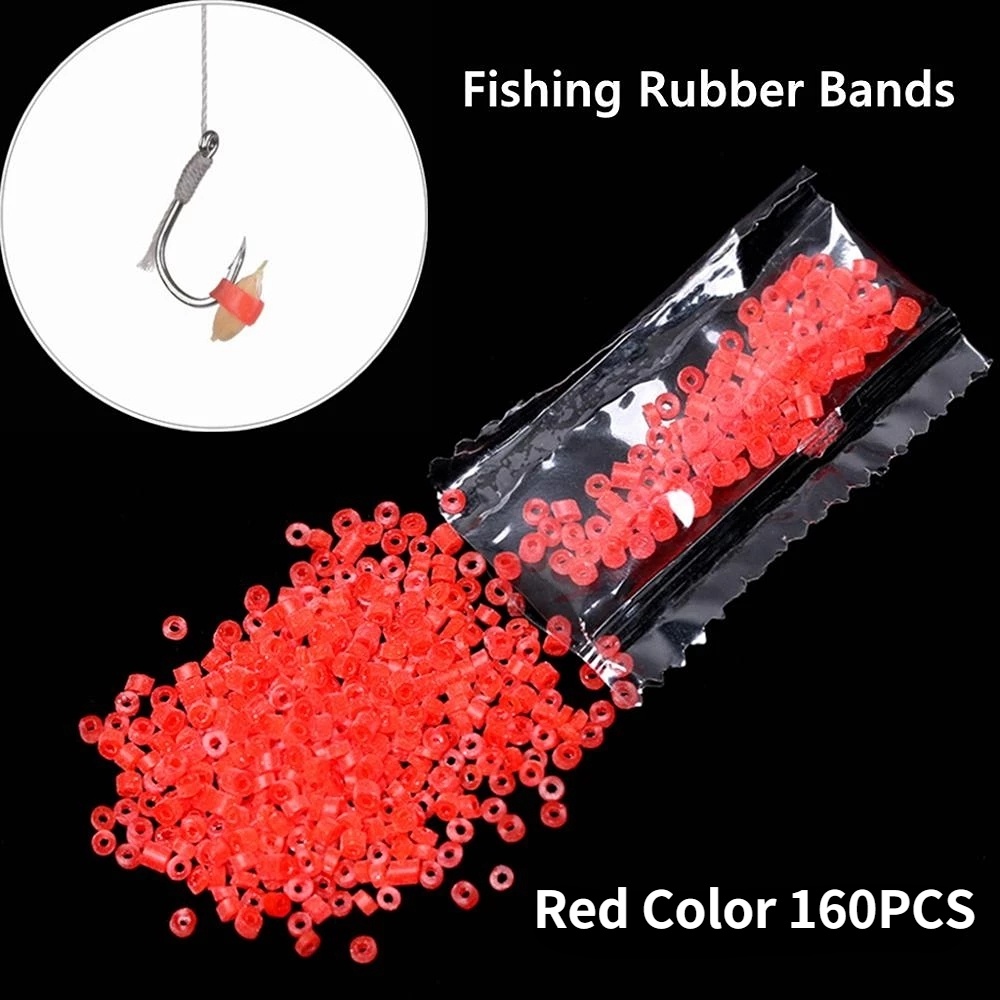 160pcs / Pak Karet Elastis Warna Merah Untuk Umpan Pancing Cacing Darah Imitasi