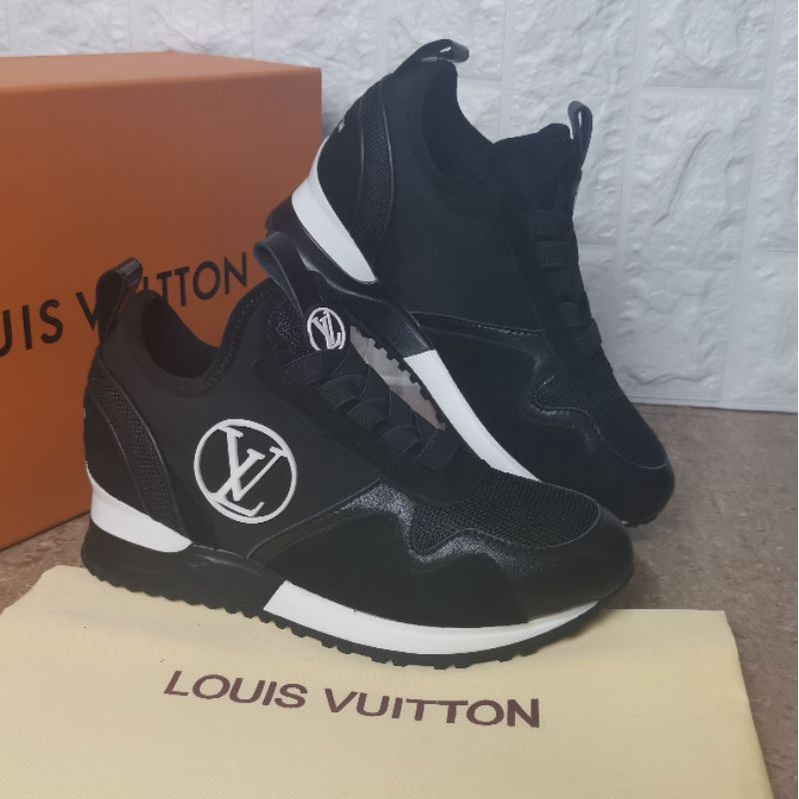 sepatu lv wanita sneaker run away hitam mirror quality shoes women Black lou is vuitton cewek