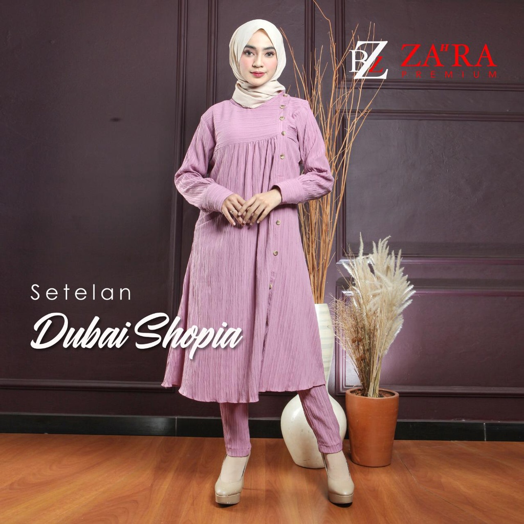 One Set Tunik Crinkle Dubai Sophia // Setcel Wanita Terbaru // Setelan Tunik Wanita Kekinian // Stel