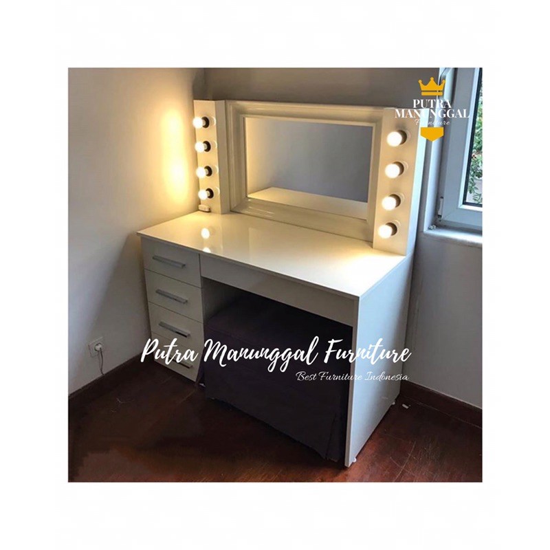 Meja Rias Lampu, Meja Rias Lightning, Meja Rias Pengantin, Meja Rias Duco, Kaca Rias Lampu