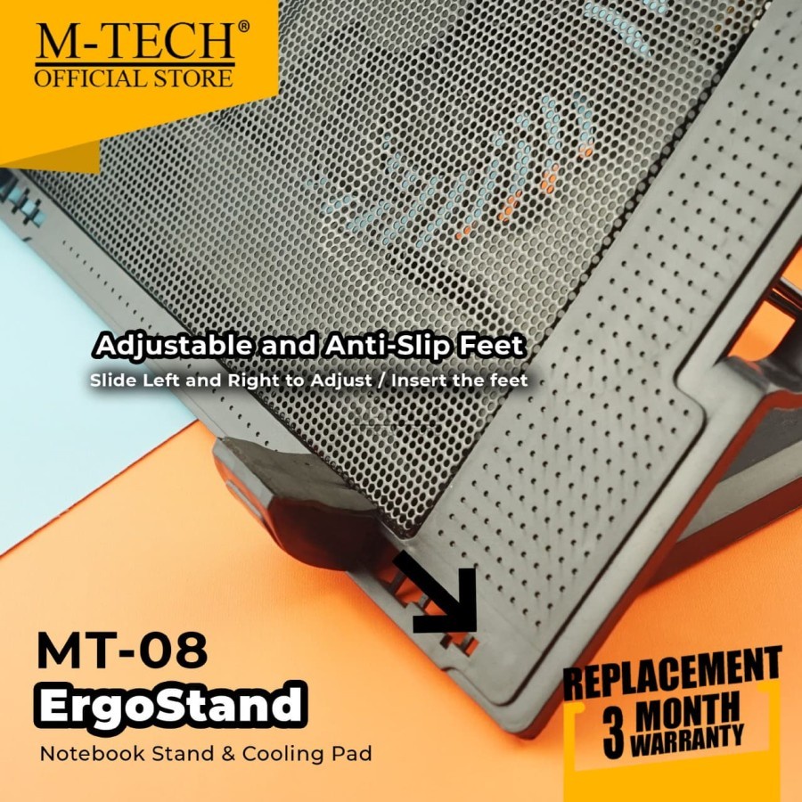 M-Tech Original Ergostand MT-08 Cooling Pad Kipas Pendingin Laptop