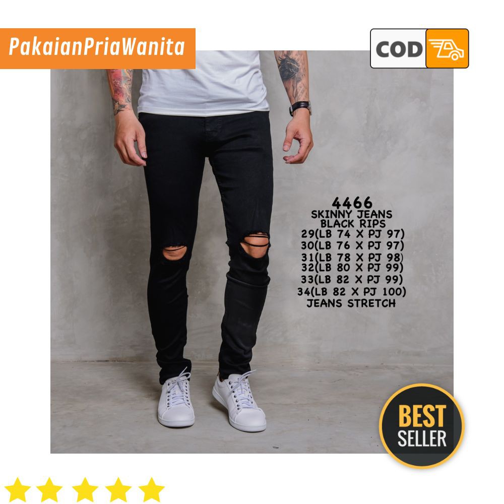  CELANA  JEANS  PRIA  SOBEK SLIM FIT SKINNY DENIM  RIPPED ROBEK 