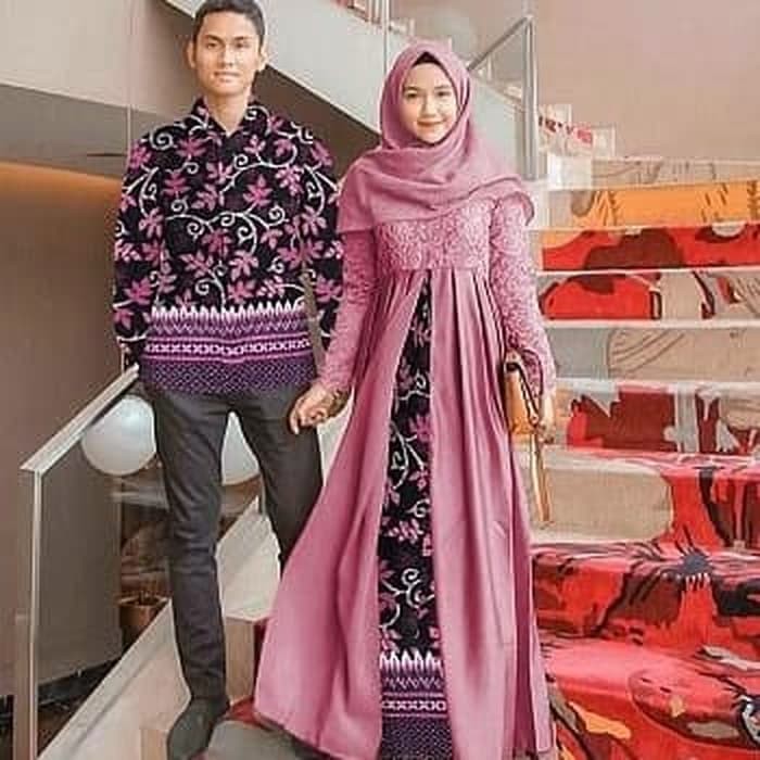 BATIK COUPLE COMBI BROKAT BAJU PESTA KONDANGAN / FARIDAH PINK       Terusan
