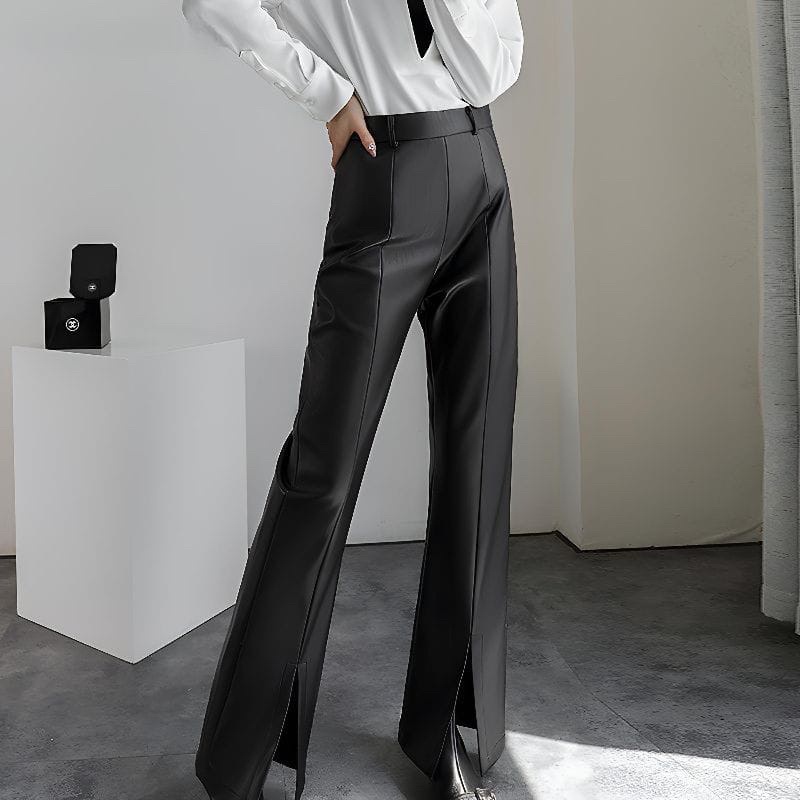 Leather Pants Flare / Celana kulit wanita cutbray wanita Rise's