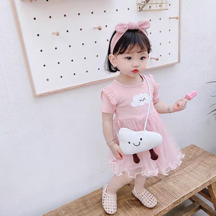 LittleAaron DRESS IMPORT AWAN BAG 820 EBV Baju Dress Anak Perempuan Import