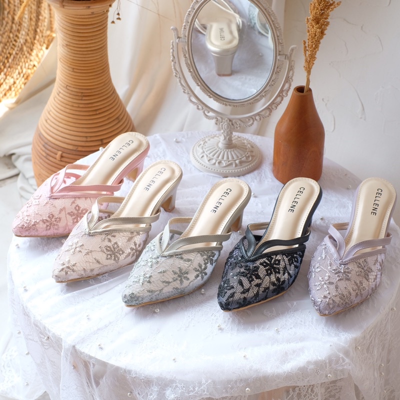 𝗖𝗘𝗟𝗟𝗘𝗡𝗘 Jianya Lace Heels / wedding shoes sepatu pengantin brukat 5cm