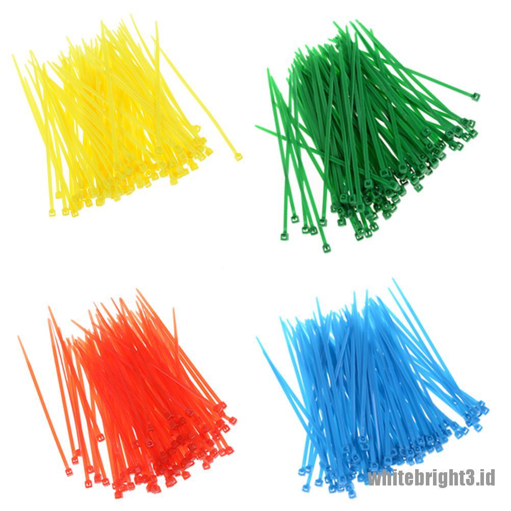 &lt; White3 &gt; 100pcs Tali Pengikat Kabel 3x100mm Bahan Plastik Nilon Warna-Warni