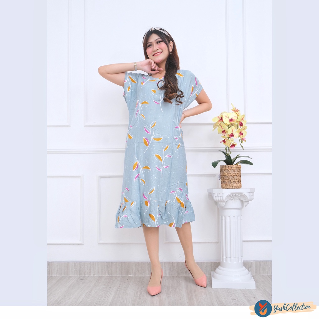 YashCollection - Daster viral Busui Daster Ruffle Jumbo Daster Kekinian Daster Tunik Namira-Ruffle Faela Grey