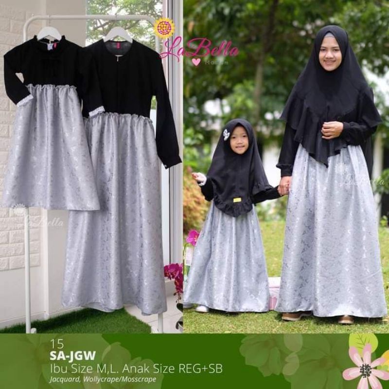 [ SILVERY ] By Labella gamis bahan jaguard gamis silver baju abu mewah gamis hitam baju anak black s