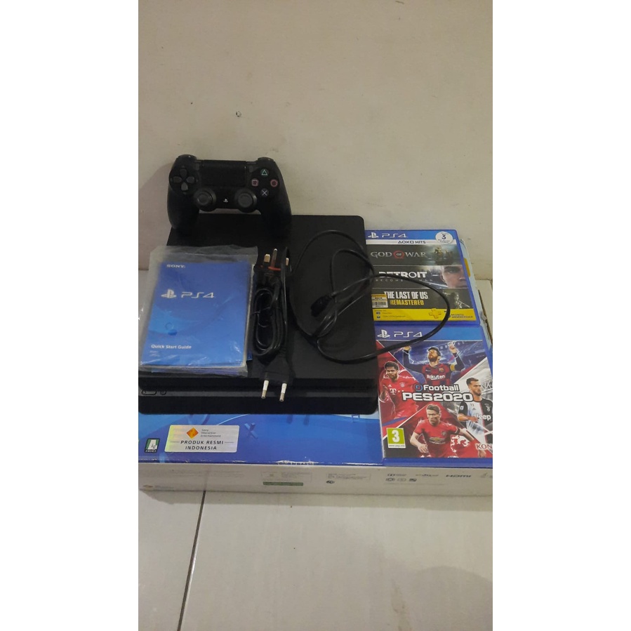 PlayStation 4 slim 1 TB Fullset include 4 games (detroit, god of war, the last of us, dan pes 2020) 