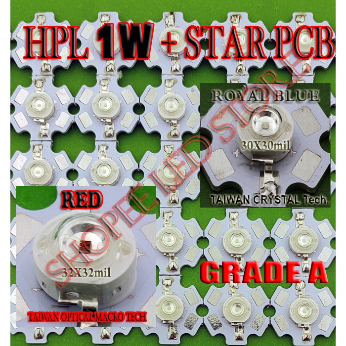 1 WATT GRADE A HPL + STAR PCB  ( BLACK PCB ) ALL COLOR, 1W  AQUASCAPE, DECORATION