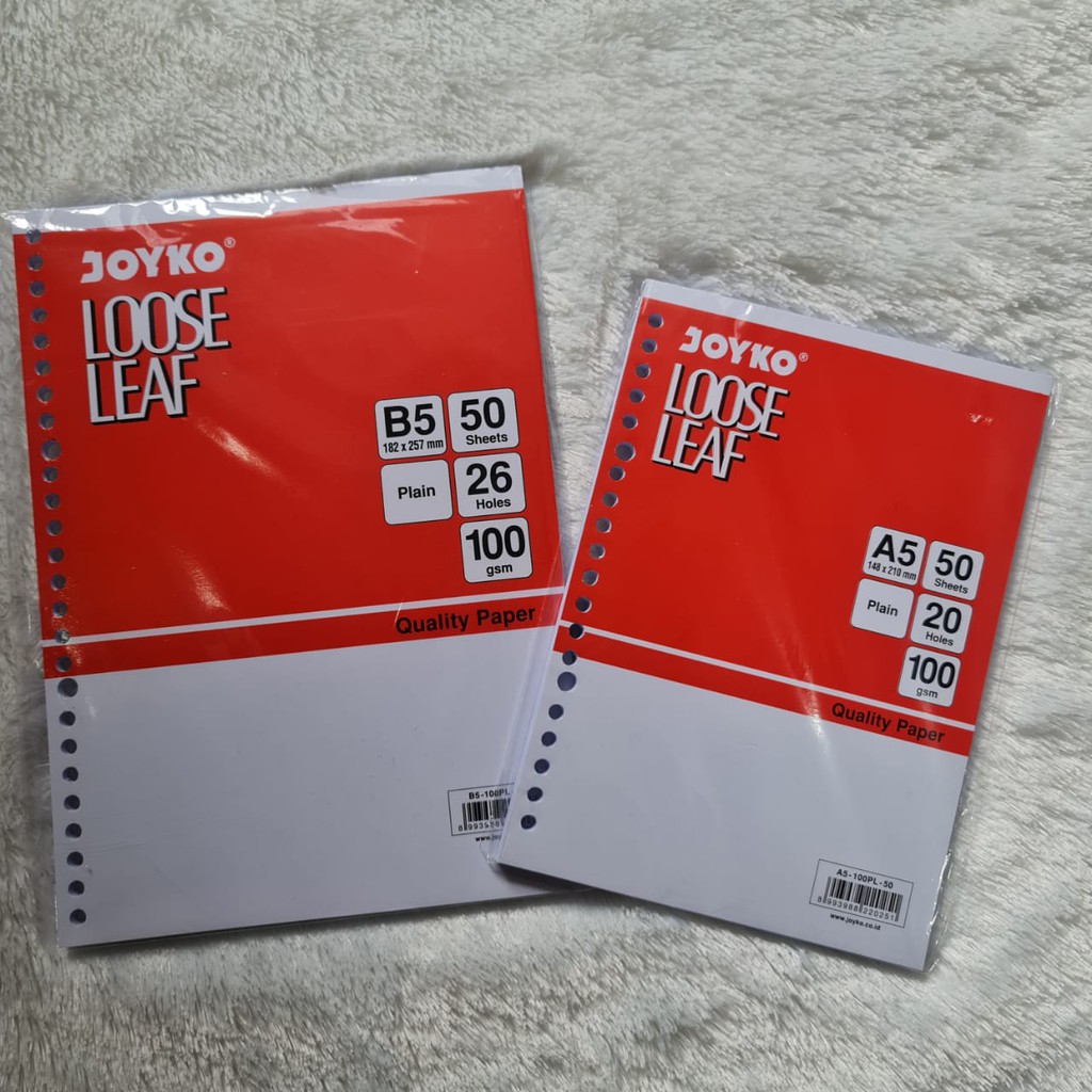 

KERTAS JOYKO LOOSE LEAF PLAIN (POLOS TANPA GARIS) 50 LEMBAR A5 DAN B5