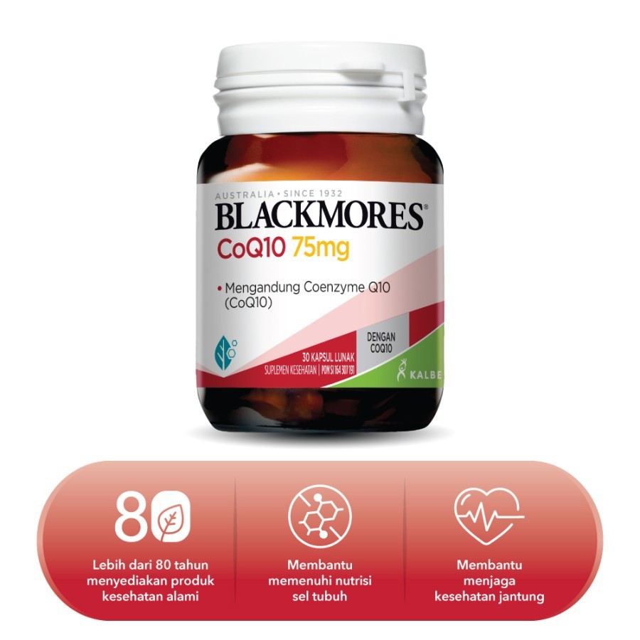 BLACKMORES COQ10 COENZYME CO Q10 Q 10 75MG 75 MG JANTUNG - 30 KAPSUL