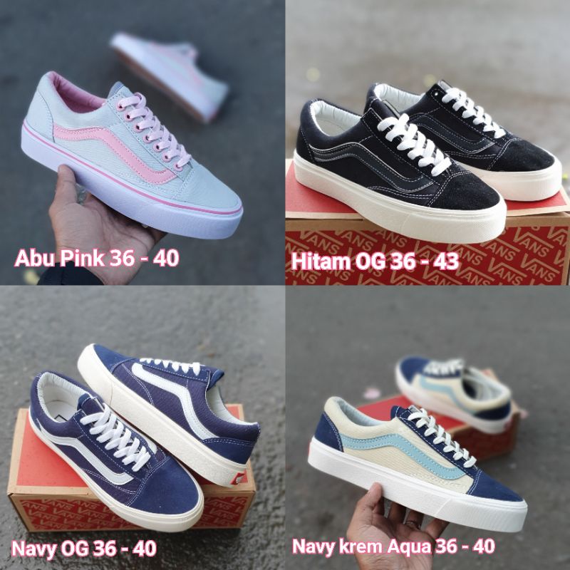 Sepatu wanita Oldskool model tali krem/krem gum 36 - 43