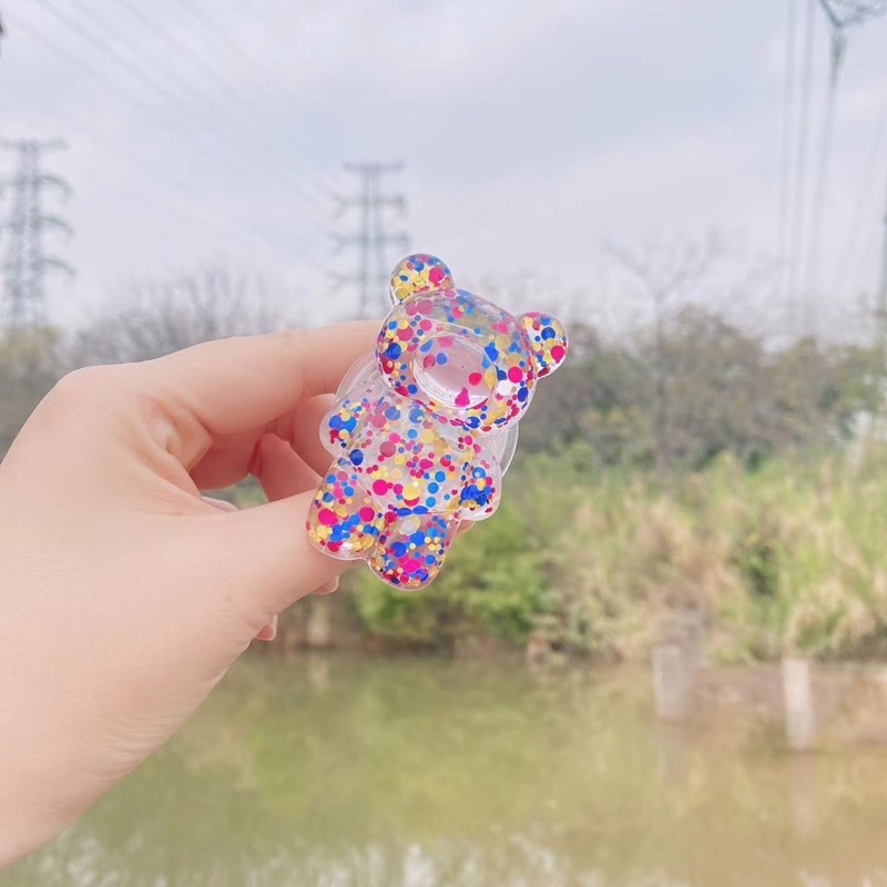 Glitter Bear Popsocket Phone Holder Pegangab HP Lucu