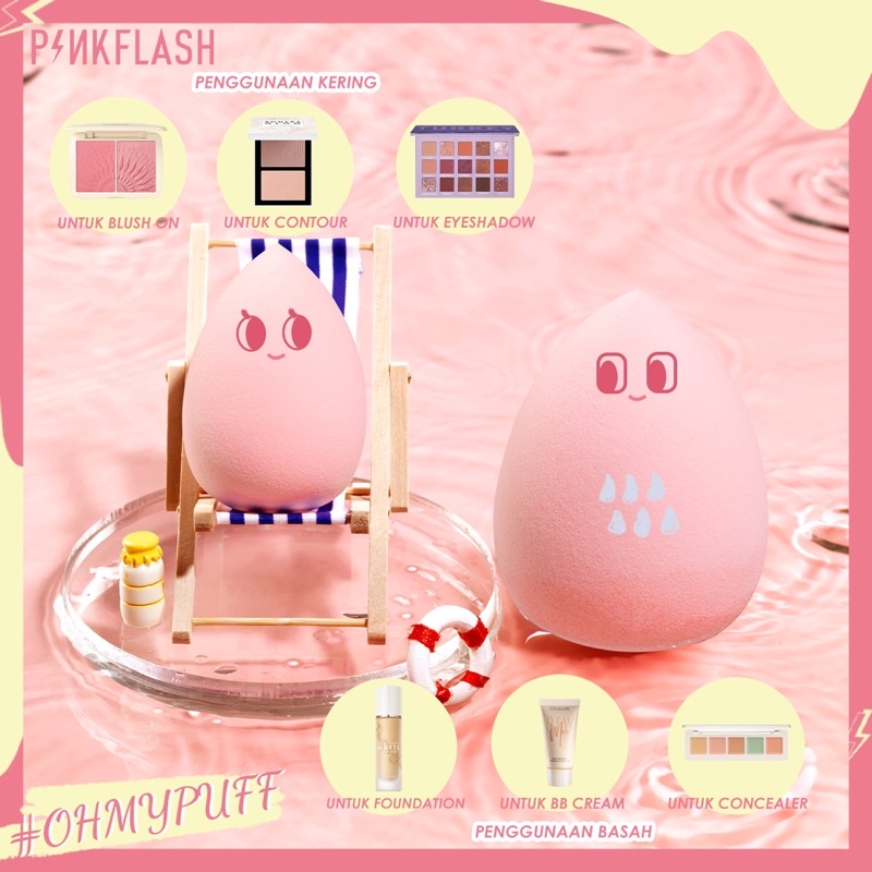 [BISA COD] PINKFLASH Classic Pink Waterdrop Make Up Sponge - Sponge Pinkflash - Sponge Pink Pinkflash - Sponge Make Up